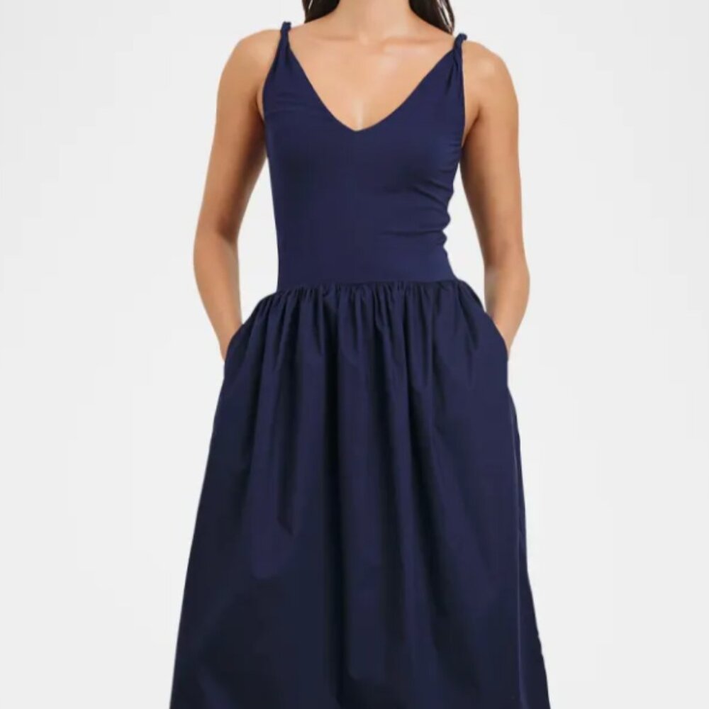 Rails France Solid Poplin Jersey Midi Dress